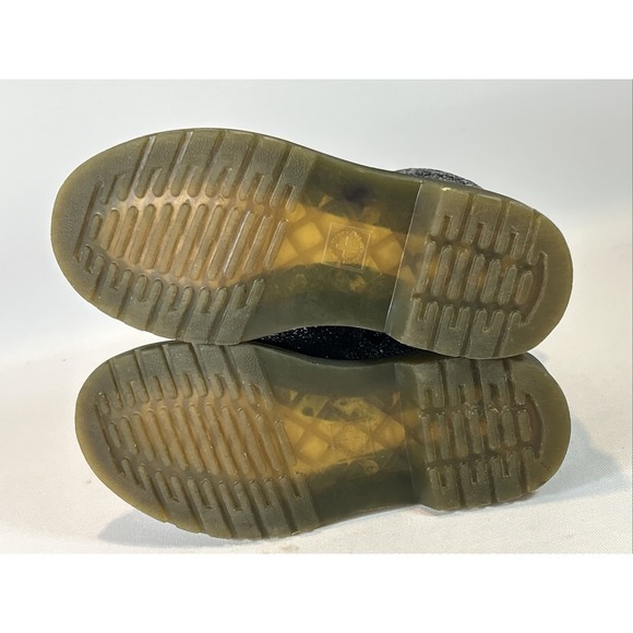 Doc Dr. Martens Black Glitter Combat Boots Kids Size 13 1460 Glitter J Side Zip - Picture 13 of 14